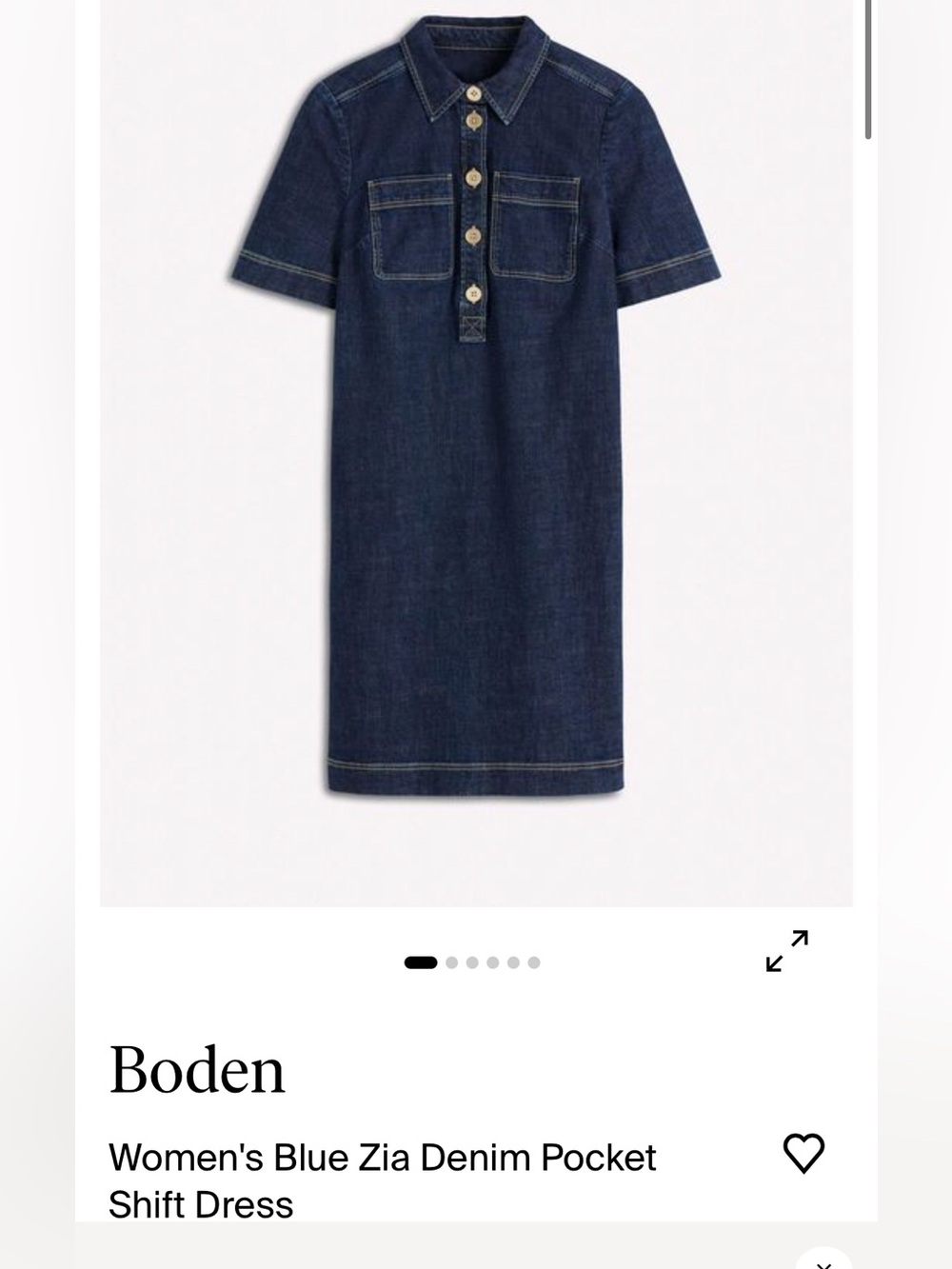 Boden Navy Denim Pocket Shift Dress